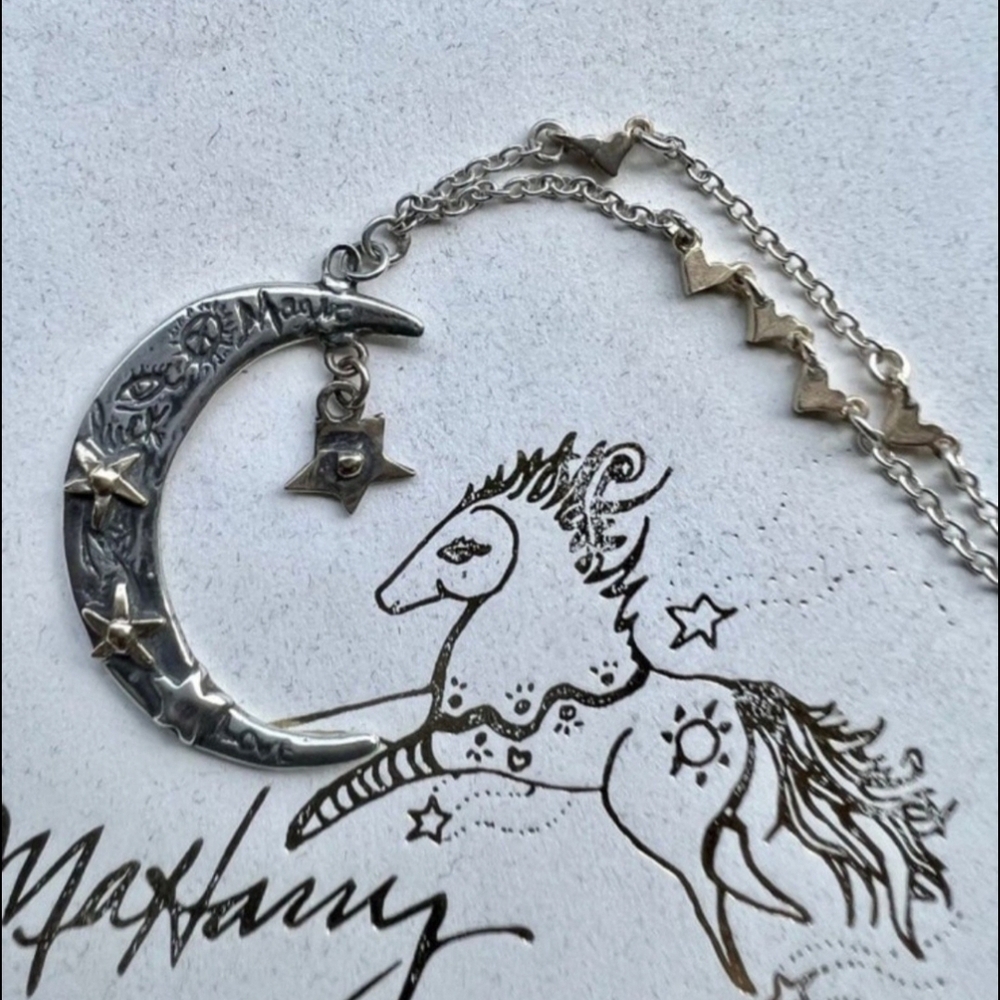 Silver Moon and Star Necklace